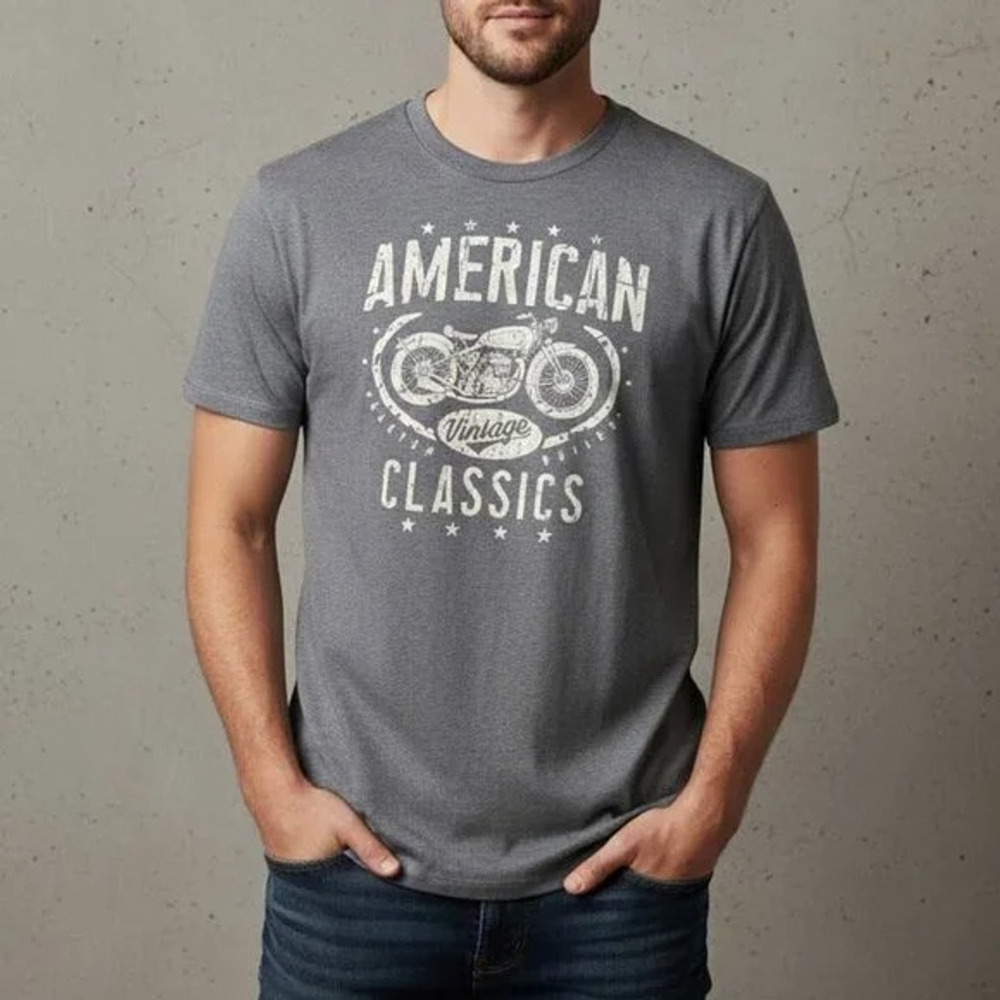 Motorcycle Graphic Tee Gray 3XB